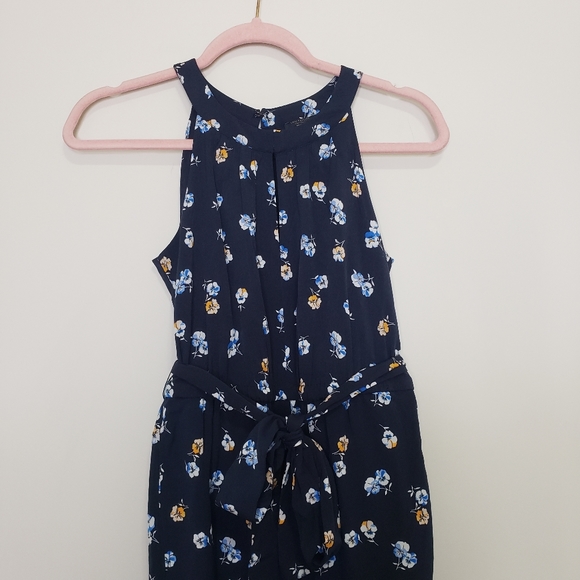 Ann taylor floral sleeveless jumpsuit navy nwt 00p - Picture 4 of 9